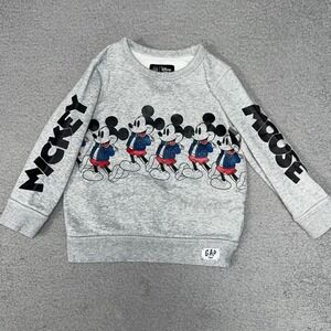 Baby Gap x Disney Mickey Mouse Sweater Toddler Sz 4 Years Gray 2 Sided Pullover